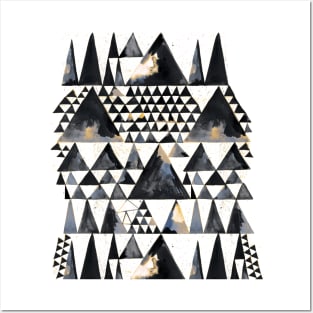 Geo Scandi Black Triangles Gold Posters and Art